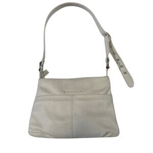 Stone & Co. White Leather Shoulder Bag W/Zipper Closure